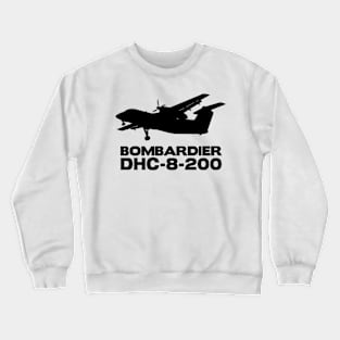 Bombardier Dash 8-200 Silhouette Print (Black) Crewneck Sweatshirt